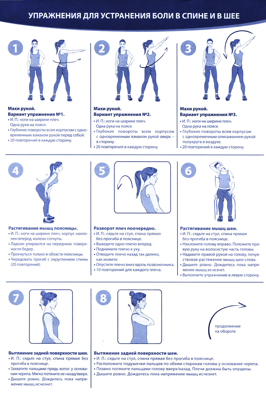 Упражнения для устранения боли в спине и в шее